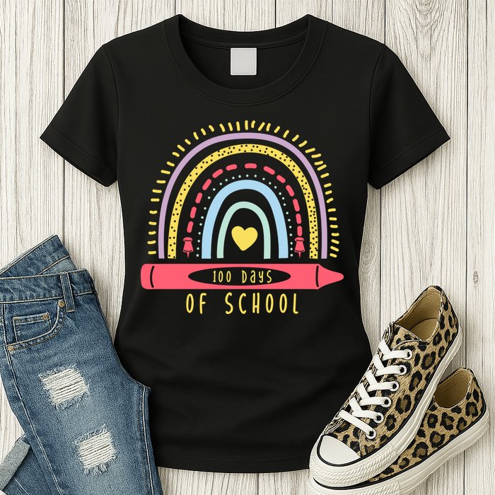 100 Days Of School Colorful Rainbow Womens T-Shirt