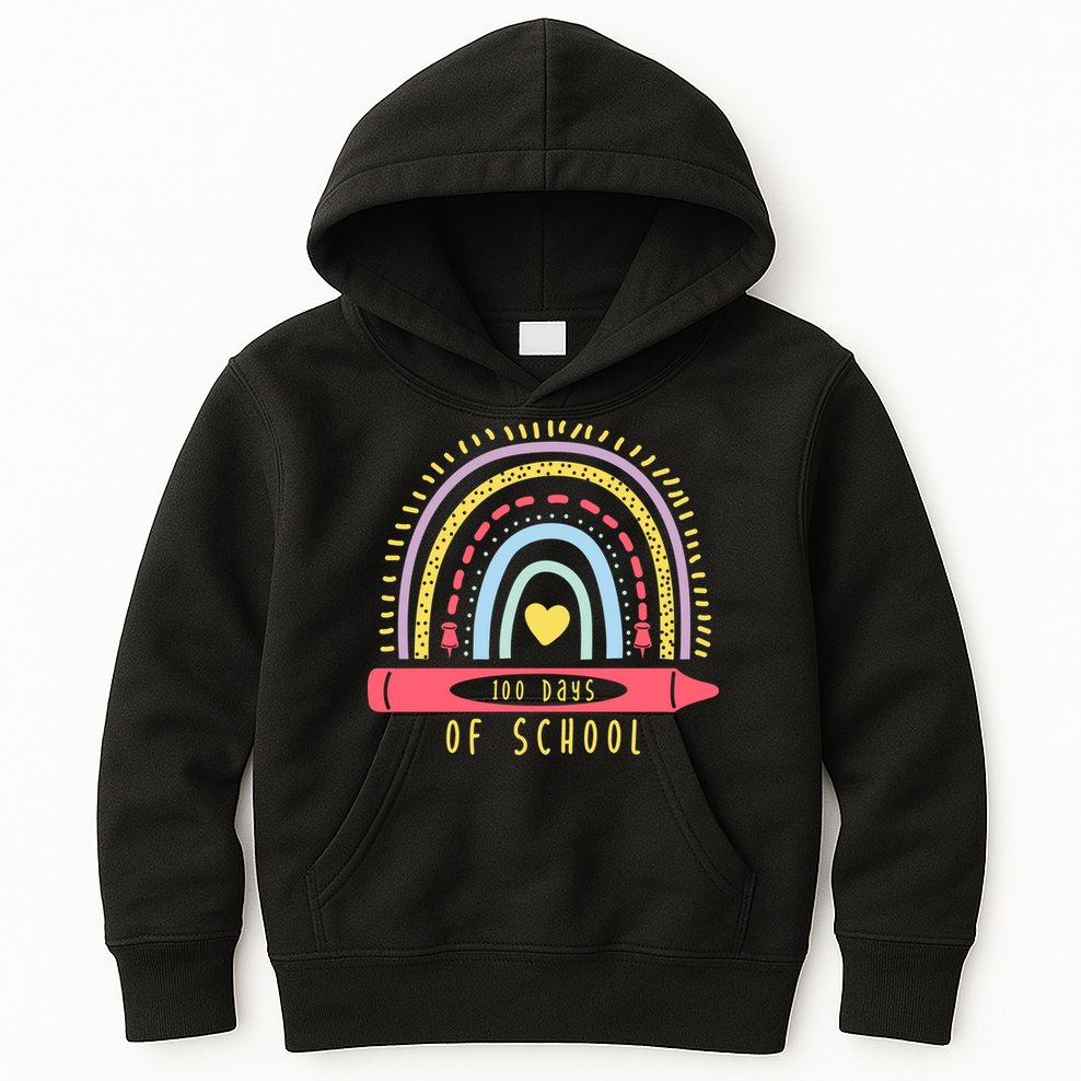 100 Days Of School Colorful Rainbow Kids Hoodie