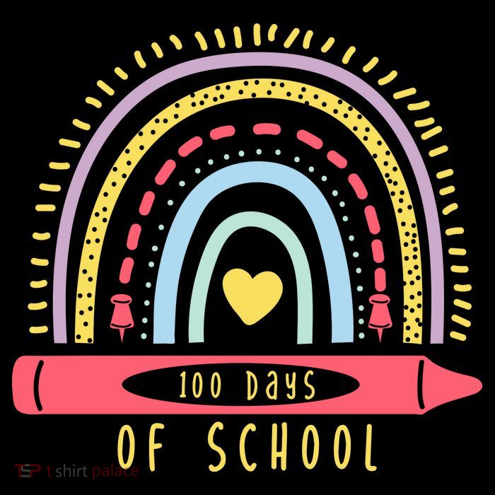100 Days Of School Colorful Rainbow Kids T-Shirt