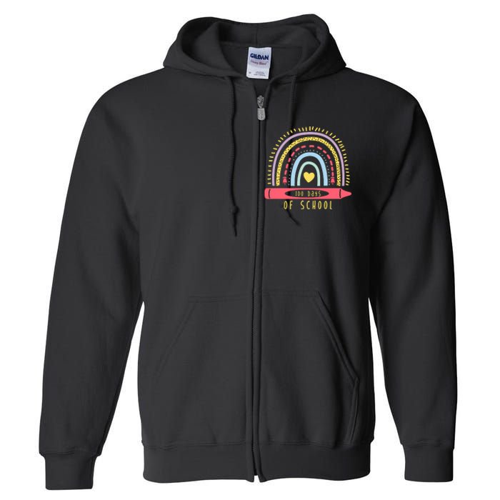 100 Days Of School Colorful Rainbow Full Zip Hoodie