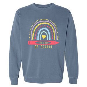 100 Days Of School Colorful Rainbow Garment-Dyed Sweatshirt