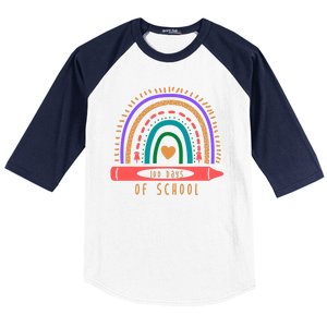 100 Days Of School Colorful Rainbow Baseball Sleeve Shirt