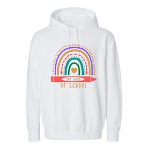 100 Days Of School Colorful Rainbow Garment-Dyed Fleece Hoodie