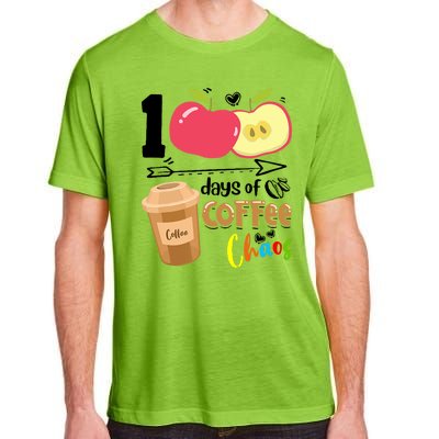 100 Days Of Coffee Chaos 100th Day Of School Adult ChromaSoft Performance T-Shirt