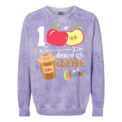 100 Days Of Coffee Chaos 100th Day Of School Colorblast Crewneck Sweatshirt