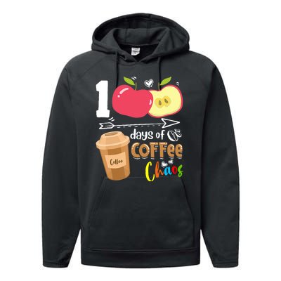 100 Days Of Coffee Chaos 100th Day Of School Performance Fleece Hoodie