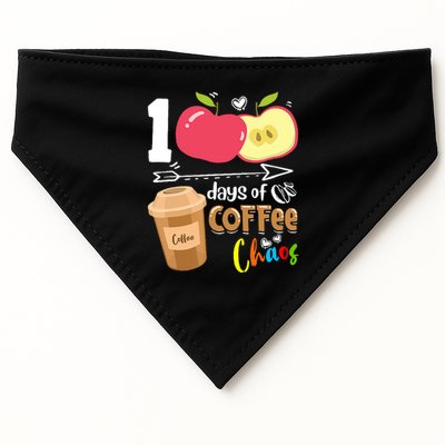 100 Days Of Coffee Chaos 100th Day Of School USA-Made Doggie Bandana