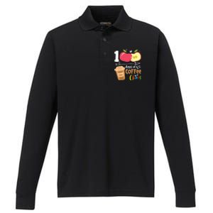 100 Days Of Coffee Chaos 100th Day Of School Performance Long Sleeve Polo