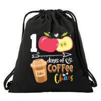 100 Days Of Coffee Chaos 100th Day Of School Drawstring Bag