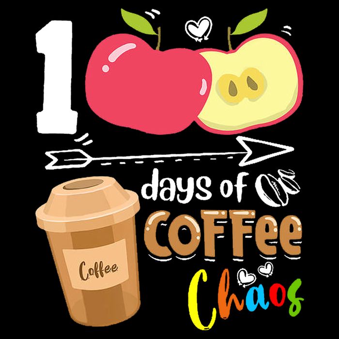 100 Days Of Coffee Chaos 100th Day Of School Drawstring Bag
