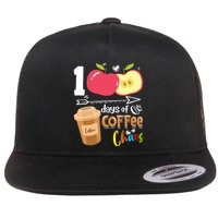100 Days Of Coffee Chaos 100th Day Of School Flat Bill Trucker Hat