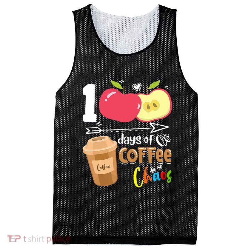 100 Days Of Coffee Chaos 100th Day Of School Mesh Reversible Basketball Jersey Tank