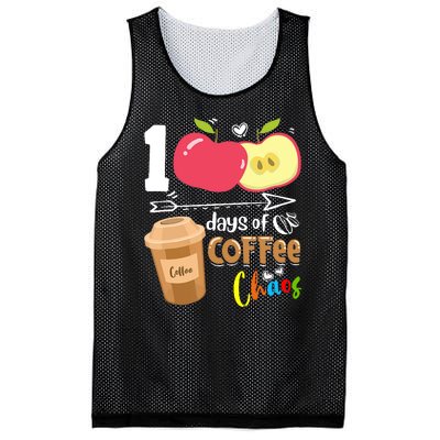 100 Days Of Coffee Chaos 100th Day Of School Mesh Reversible Basketball Jersey Tank