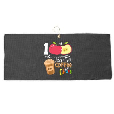 100 Days Of Coffee Chaos 100th Day Of School Large Microfiber Waffle Golf Towel