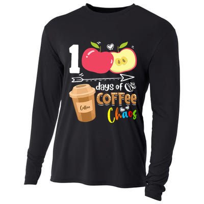 100 Days Of Coffee Chaos 100th Day Of School Cooling Performance Long Sleeve Crew