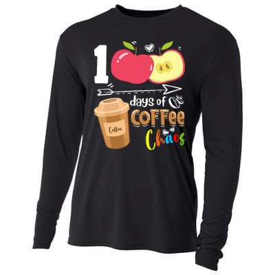 100 Days Of Coffee Chaos 100th Day Of School Cooling Performance Long Sleeve Crew