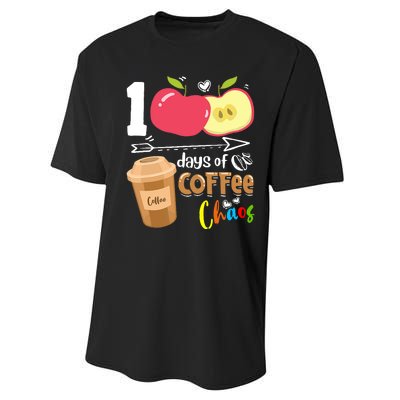 100 Days Of Coffee Chaos 100th Day Of School Performance Sprint T-Shirt