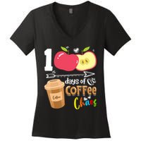 100 Days Of Coffee Chaos 100th Day Of School Women's V-Neck T-Shirt