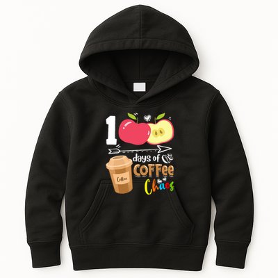 100 Days Of Coffee Chaos 100th Day Of School Kids Hoodie