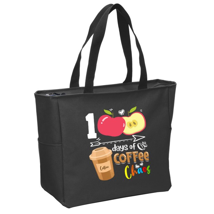 100 Days Of Coffee Chaos 100th Day Of School Zip Tote Bag