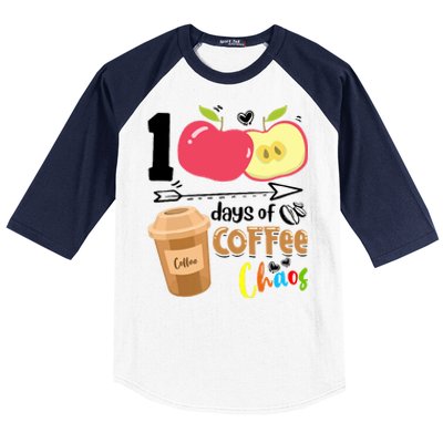 100 Days Of Coffee Chaos 100th Day Of School Baseball Sleeve Shirt