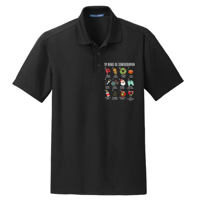 12 Days Of Christmas Sonography Ultrasound Tech Holiday Xmas Dry Zone Grid Polo