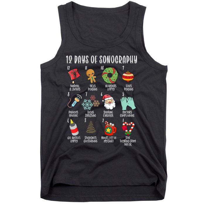 12 Days Of Christmas Sonography Ultrasound Tech Holiday Xmas Tank Top