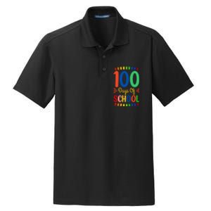 100 Days Of School Cute Team Sweet Sayings Dry Zone Grid Polo