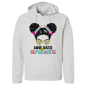 100 Days Of Kindergarten Girls Messy 100th Day Of School Performance Fleece Hoodie