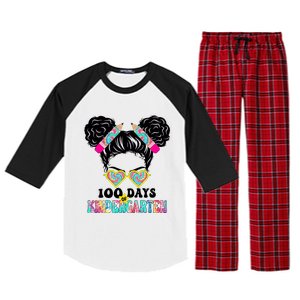 100 Days Of Kindergarten Girls Messy 100th Day Of School Raglan Sleeve Pajama Set