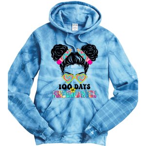 100 Days Of Kindergarten Girls Messy 100th Day Of School Tie Dye Hoodie