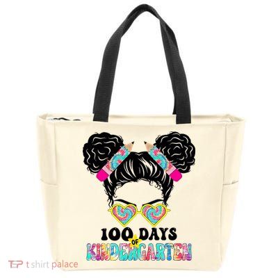 100 Days Of Kindergarten Girls Messy 100th Day Of School Zip Tote Bag