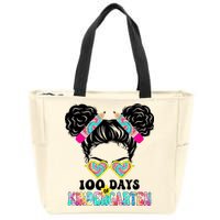 100 Days Of Kindergarten Girls Messy 100th Day Of School Zip Tote Bag