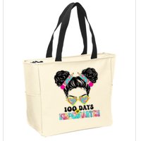 100 Days Of Kindergarten Girls Messy 100th Day Of School Zip Tote Bag
