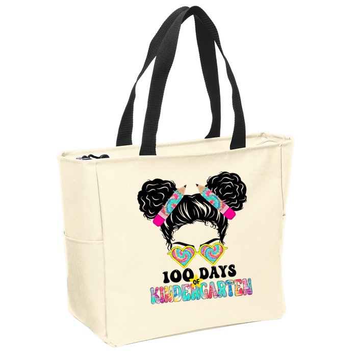 100 Days Of Kindergarten Girls Messy 100th Day Of School Zip Tote Bag
