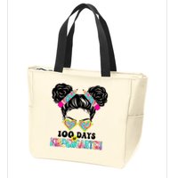100 Days Of Kindergarten Girls Messy 100th Day Of School Zip Tote Bag