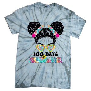 100 Days Of Kindergarten Girls Messy 100th Day Of School Tie-Dye T-Shirt