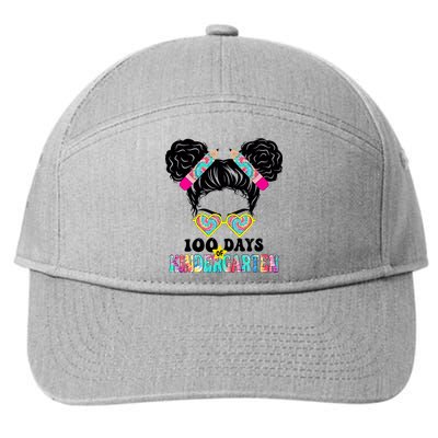 100 Days Of Kindergarten Girls Messy 100th Day Of School 7-Panel Snapback Hat
