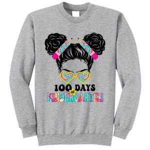 100 Days Of Kindergarten Girls Messy 100th Day Of School Tall Sweatshirt