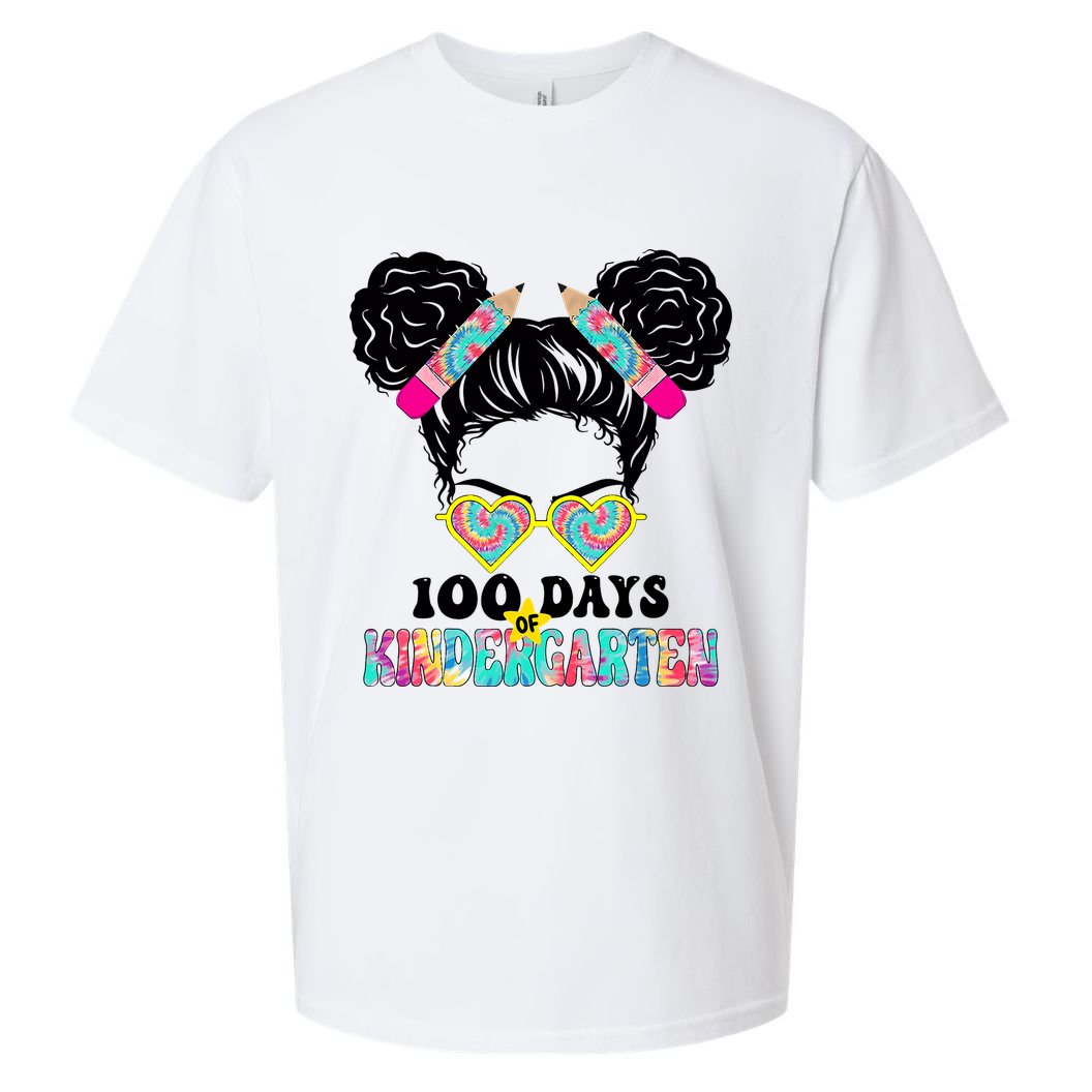 100 Days Of Kindergarten Girls Messy 100th Day Of School Sueded Cloud Jersey T-Shirt
