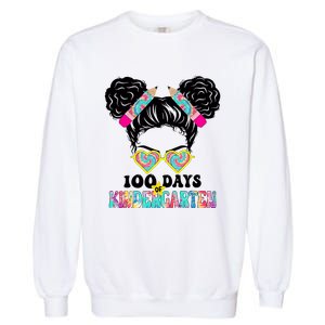 100 Days Of Kindergarten Girls Messy 100th Day Of School Garment-Dyed Sweatshirt