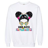 100 Days Of Kindergarten Girls Messy 100th Day Of School Garment-Dyed Sweatshirt