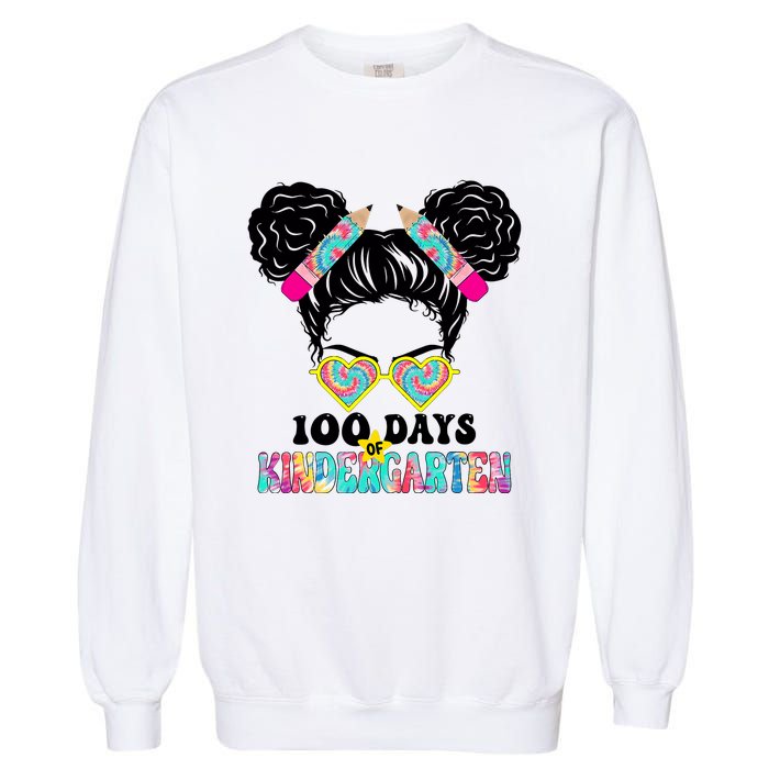 100 Days Of Kindergarten Girls Messy 100th Day Of School Garment-Dyed Sweatshirt