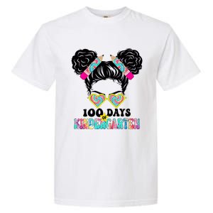 100 Days Of Kindergarten Girls Messy 100th Day Of School Garment-Dyed Heavyweight T-Shirt