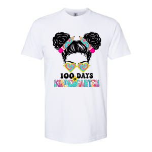 100 Days Of Kindergarten Girls Messy 100th Day Of School Softstyle CVC T-Shirt