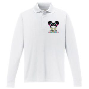 100 Days Of Kindergarten Girls Messy 100th Day Of School Performance Long Sleeve Polo