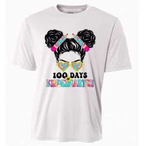 100 Days Of Kindergarten Girls Messy 100th Day Of School Cooling Performance Crew T-Shirt