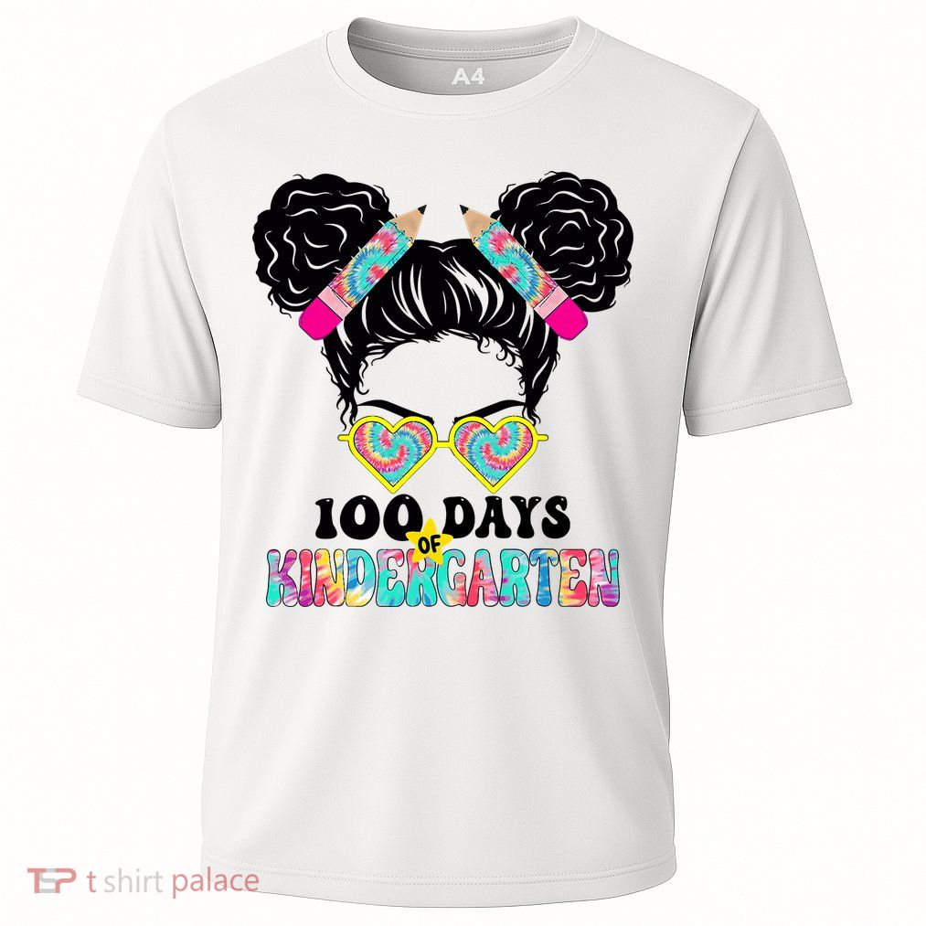 100 Days Of Kindergarten Girls Messy 100th Day Of School Performance Shirt