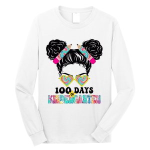 100 Days Of Kindergarten Girls Messy 100th Day Of School Long Sleeve Shirt