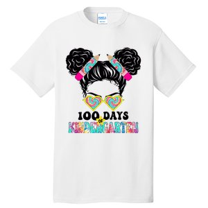 100 Days Of Kindergarten Girls Messy 100th Day Of School Tall T-Shirt